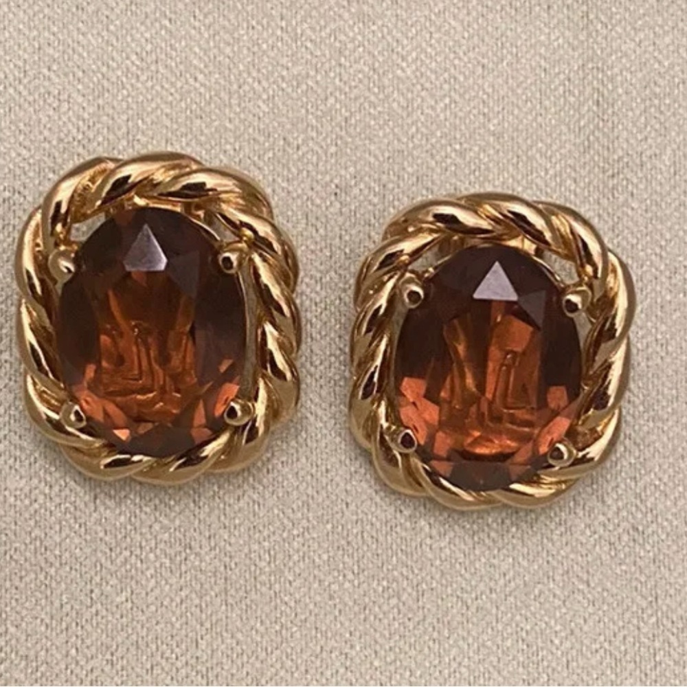 CHRISTIAN DIOR CLIP ON VINTAGE TOURMALINE EARRINGS EXCELLENT CONDITION UNICORN